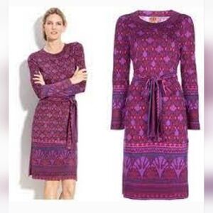 Tory Burch Geometric Patterned Purple Dress